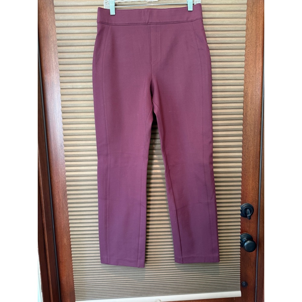 Spanx Pants Women Large The Perfect Pant Burgundy Slim Straight Office Chic EUC